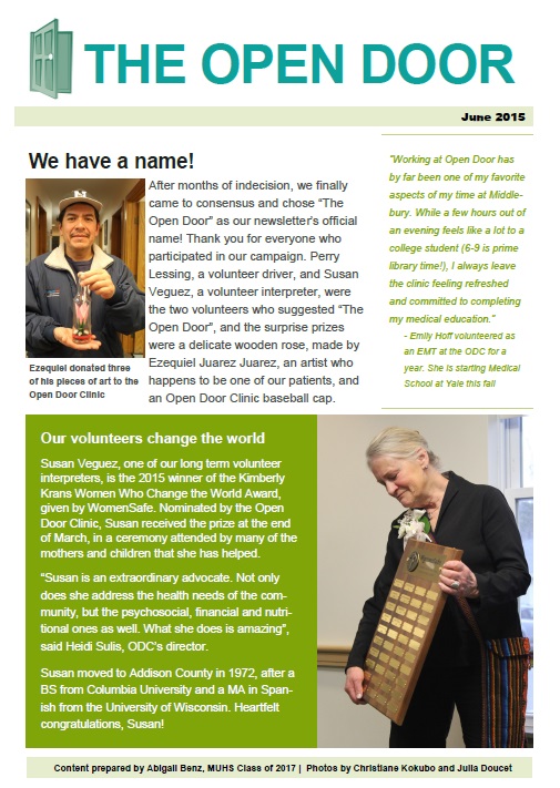 open door clinic newsletter 0615